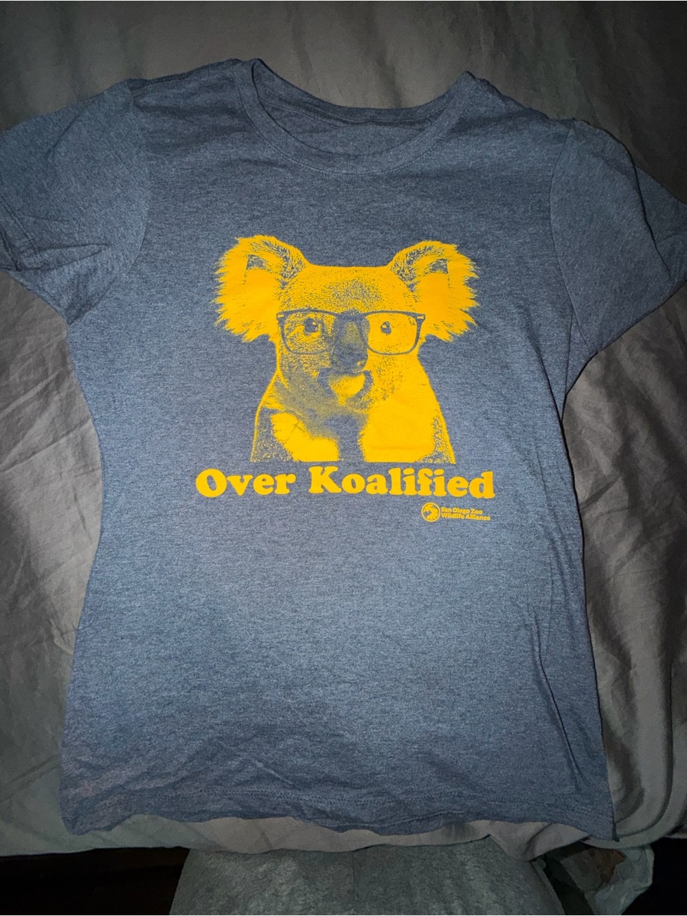 Over Koalified Graphic Tee - Blue with Yellow Print - Picture 1 of 1